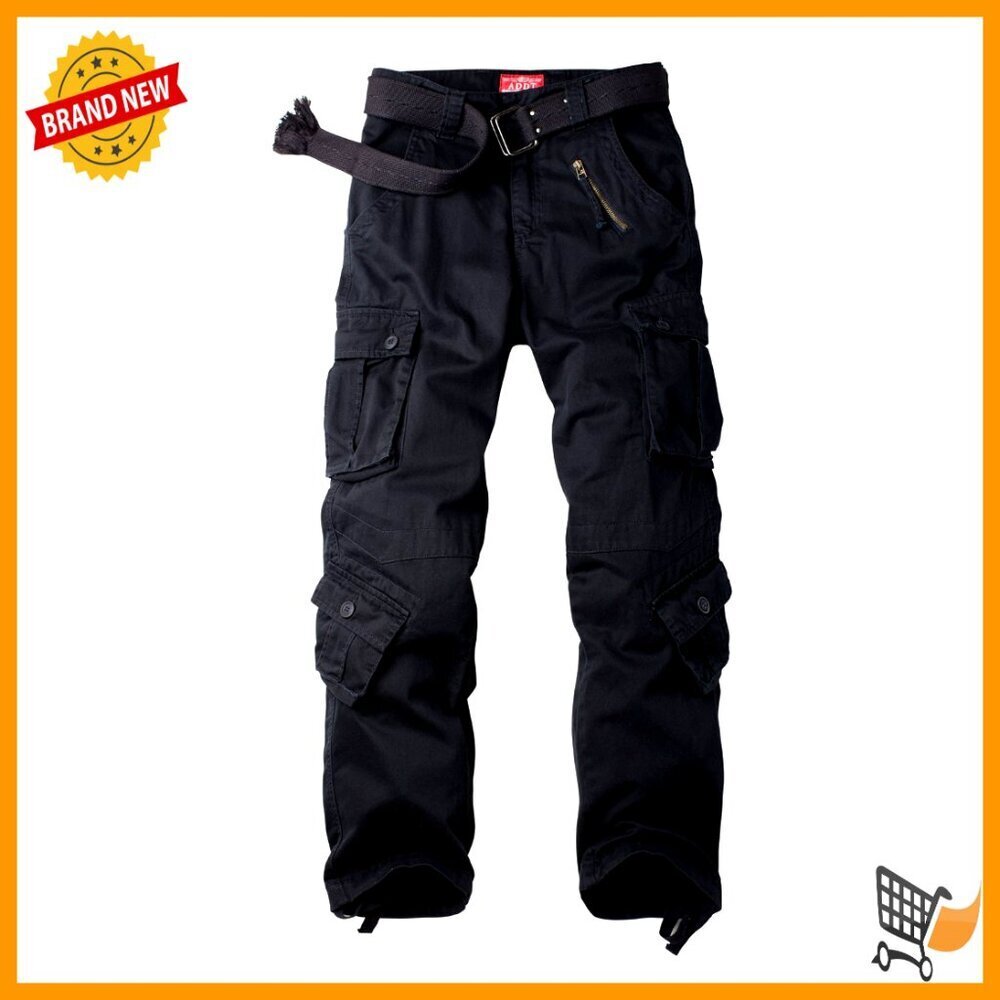 Cotton Cargo Pants with 8 Pockets, Straight Leg, Outdoor Work Casual